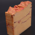 Fall Harvest soap single bar showing warm golden tones with pink swirls on top