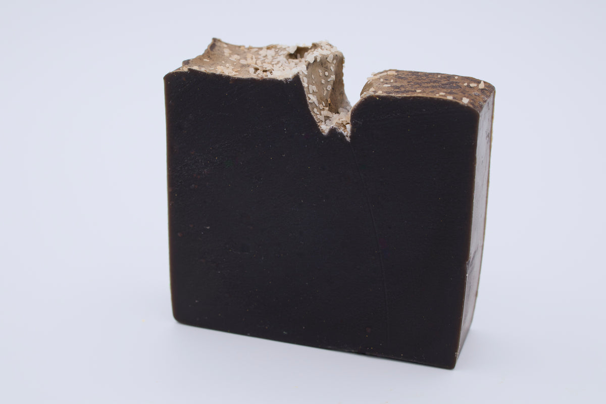 Smugglers Cove handcrafted tobacco and vanilla soap bar with salt crystals